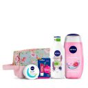 Nivea Naturally Good Natural Lavender Body Lotion 200ml, Nivea Women Waterlily & Oil Body Wash 125ml, Nivea Soft Crame 50ml And Nivea Lip Care Fruity Shine Cherry 4.8G With Styling Pouch...