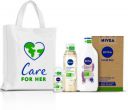 NIVEA Naturally Good Skin Care Gift Pack with Canvas Tote Bag 4 Items in the set  (550 ml)...