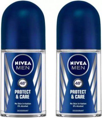 NIVEA Protect and Care Deodorant Roll-on - For Men (100 ml, Pack of 2)