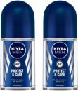 NIVEA Protect and Care Deodorant Roll-on - For Men (100 ml, Pack of 2)...