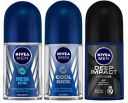 Nivea Roll-On Deodorant Deep Impact + Cool Kick + Fresh Active For Men, Pack Of 3 (50Ml Each)...
