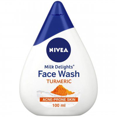 Nivea Women Face Wash For Acne Prone Skin, Milk Delights Turmeric, Reduces 99.9% Pimple Causing Bacteria, 100ml
