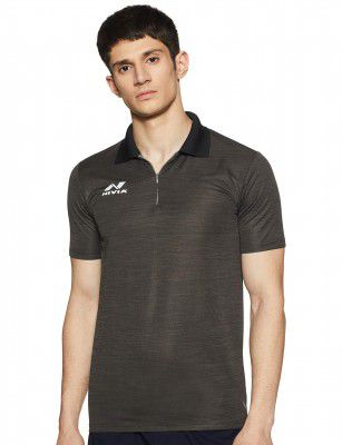 Nivia 2375-2 Ray - 3 Polyester Polo T-Shirt, Small (Dark Grey)