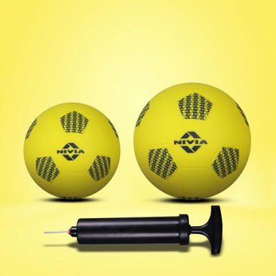 Nivia Combo Homeplay Football Size - 1 and 3 (Yellow) with Pump