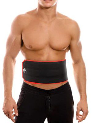 NIVIA Orthopedic Performance Waist Support Sweat Belt, for Women & Men, Slimming Belt for Jogging, Walking, Workout, Stomach & Back Support, Support to Weight Loss, (Black-Red,) Size - Small