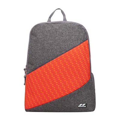 Nivia Ribbon School Bag,Melange Fabric, Faced Water-Proof Lightweighted, Breathable air mesh, (Grey-Orange)