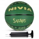 Nivia Safari Basketball, As per Basic Standard, 8 Panels, Butyl Threadwounded Bladder, Made for Beginners, to Play on All Indoor & Outdoor Surfaces (with Pump)...