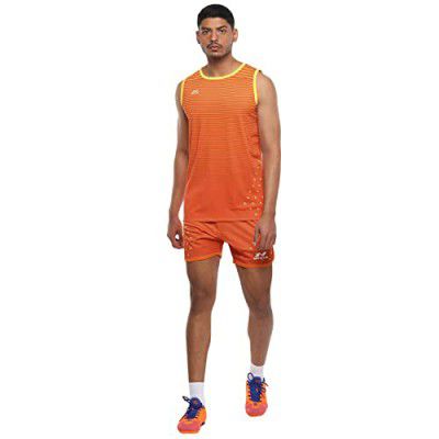 NIVIA Skylite Track & Field Jersey Set for Men (Orange/Yellow, XS)