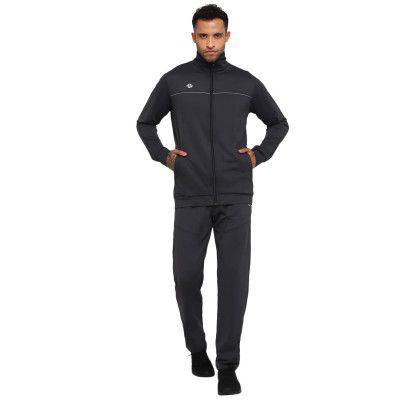 Nivia Solid Zipper Polyester Tracksuit for Men/Full Sleeve Tracksuits for Running & Sports-Grey