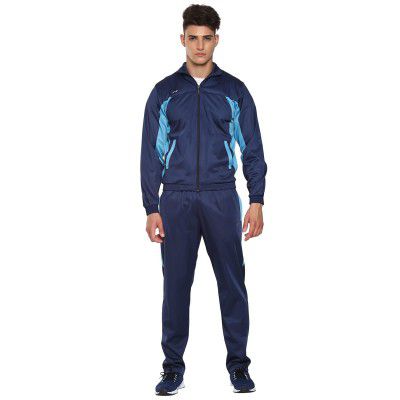 Nivia Sp-05-Tracksuit/Sportswear Regular Fit Track Suits/Athletic Gym Running Jogging Suit Sets (Navy/Aqua, L)