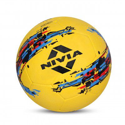 Nivia Storm Football | Rubberized-Stitched Construction | Suitable for Hard Ground Without Grass | Training Ball | Soccer Ball | Football Size - 5 (Yellow)