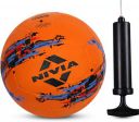 Nivia Storm Orange Moulded Football with Ball Pump Football - Size: 5 (Pack of 1, Orange/Black)...