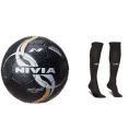 Nivia Street Rubber Football, Size 5 (Black) & Nivia 728MBW Encounter Blend Stockings, Medium (Black) Combo...