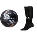 Nivia Street Rubber Football, Size 5 (Black) & Nivia 728LBW Encounter Blend Stockings, Large (Black) Combo...