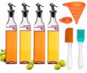 Nivido Enterprise® 500ml Kitchen Organisation, Oil-Vinegar Bottle, Alcohol Pourer Combo Pack (Oil Bottle Pack of 4, Silicone Funnel & Oil Brush & Spatula) (Combo 4)...