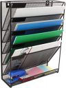 Nixby 5 Pocket Wall Mounted File Hanging Organizer Metal Mesh | 12.75 x 4.25 x 16 inches | Black...
