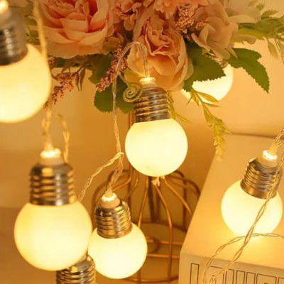 NIYAMAX Milky Ball String Lights 14 Led (Plug-in) Decorative Lights for Diwali, Christmas, Party and Wedding Events (Warm White)(14 Led)(Plastic)