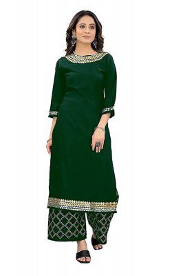 NK Enterprise Womens Rayon Straight Kurti with Palazzos Set 