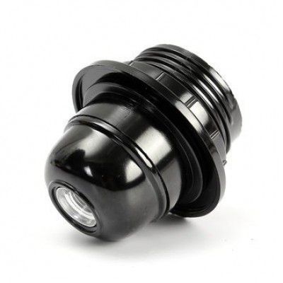 NKMD Vintage Light Bulb Holder Screw Type Holder, E27 Black Ring Type for Table Lamps Lights (Pack of 1)