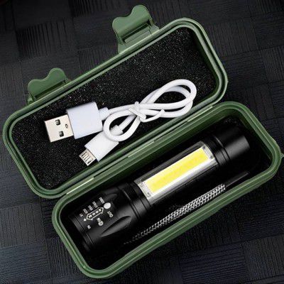 NKZ Home Emergency Torch Light Rechargeable with Back Light Lamp Long Range Power 6 hrs Torch Emergency Light  (Black)