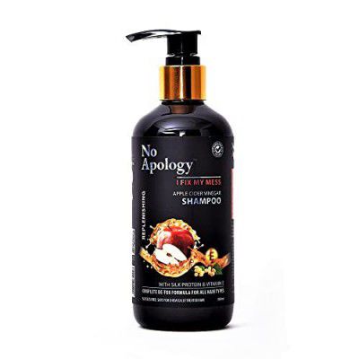 NO APOLOGY Apple Cider Vinegar Shampoo With Silk Protein & Vit. E |Natural Shampoo|Dermatologically  