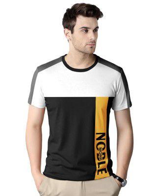 Noble Monk Men's Half Sleeves Round Neck Colorblocked Regular Fit T-Shirt