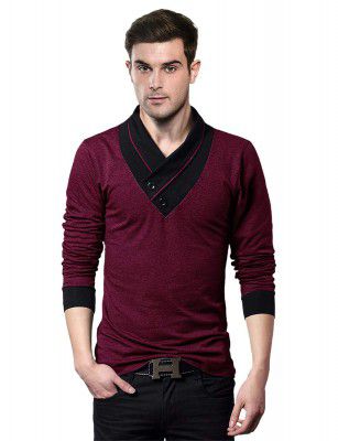 NOBLE MONK Men's Solid Regular fit T-Shirt (T1_Wine Milage XS)