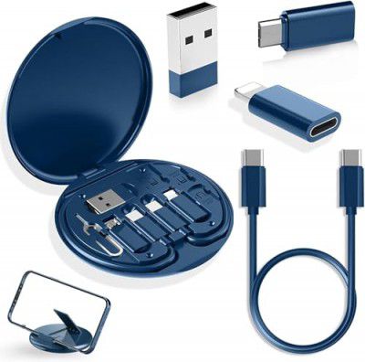Multifunctional Data Cable Conversion Head Portable Storage Box, Phone Holder (Multi-Colour)
