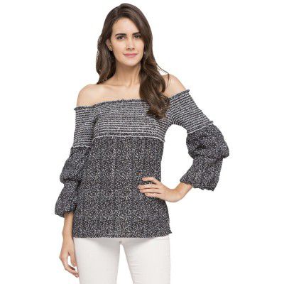 NOI Women's Regular Fit Blouse (SS18NOINIGHT_BW_Black)