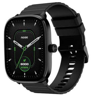Noise Macro Smart Watch HD Display,Metallic Finish BT Calling, Functional Crown (Jet Black)