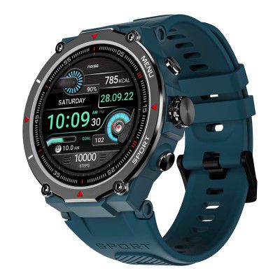 NoiseFit Force Rugged Round Dial Bluetooth Calling with 1.32 HD Screen, Functional Crown, 550 NITS, 7 Days Battery, AI Voice Assistance, 200+ Watch Faces, Heart Rate, SPO2 Tracker- (Teal Green)