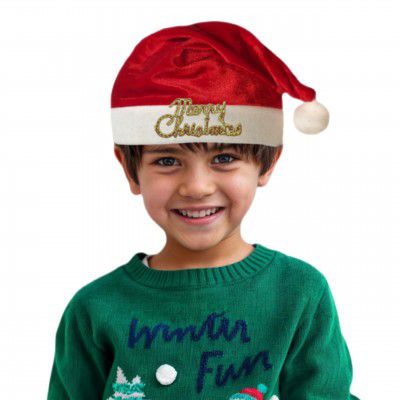 Nomic Christmas Caps Kids Item Santa Claus Accessories 1Pc Velvet Cap