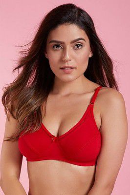 Non-Padded Non-Wired Full Cup Bra In Red