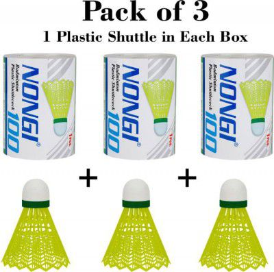 Nongi Badminton Plastic Shuttlecock 3BOX for indoor and outdoor sports Plastic Shuttle - Yellow  (Medium, 77, Pack of 3)