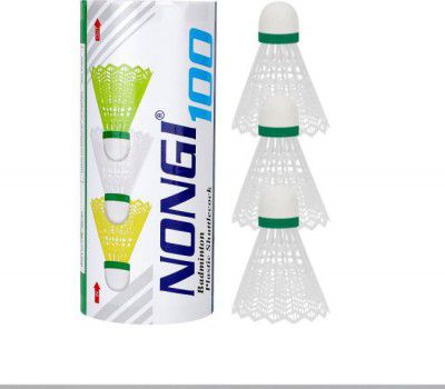 Nongi Badminton Plastic Shuttlecock For Indoor and Outdoor Badminton Shuttle Sports Plastic Shuttle - White  (Medium, 77, Pack of 3)