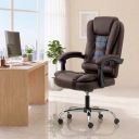 NORMAN JR Italia Premium Leatherette Office Chair for Work | Boss Chair, Ergonomic Executive, Luxurious Cushioned Arms & Seat, 2 Point Back Massager, Heavy Duty Metal Base (Brown)...