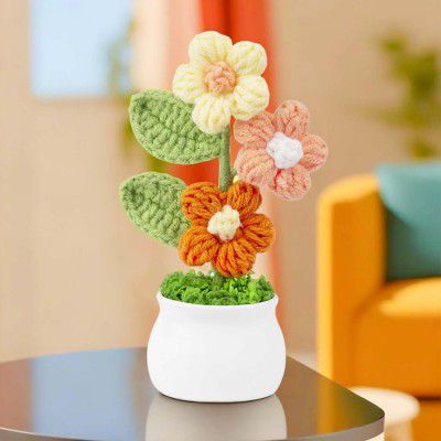 Nostrae by Ekhasa Cute Cherry Blossom Crochet Flowers Pot 