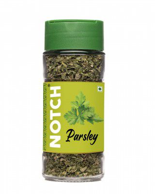 NOTCH Parsley Dried Leaves 8gm for Adding Flavor to Pizza, Salad, Soup & Pasta | Parsley Leaves | Glass Bottle