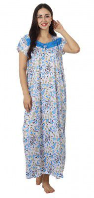 Noty Womens Sarina & Satin Floral Maxi Nighty
