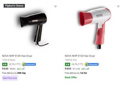 Nova Hair Dryers Starting @ ₹449