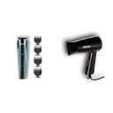 Nova NHT 1073 USB Rechargeable and Cordless: 60 Minutes Runtime Professional Hair Clipper for Men & Nova NHP 8100 Silky Shine 1200 W Hot and Cold Foldable Hair Dryer (Black)...