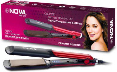 NOVA Temperature Control Professional NHS 870 Hair Straightener (Black/Red)