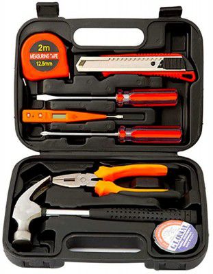 Novo 9pcs Basic Tool Kit Tool Box with Tools Included 