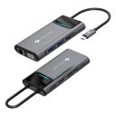 NOVOO Pro 9-in-1 USB 3.0 Type C to USB Type C, HDMI, SD Card Slot, TF Card, USB 3.0 Type A, VGA Port, LAN Port Multi-Port Hub (With LED Screen, Dark Grey)...