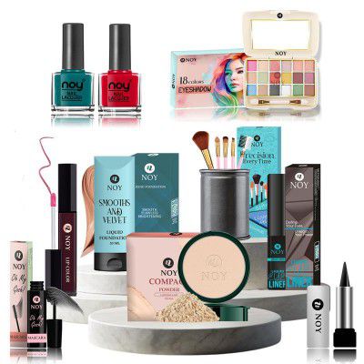 NOY All-Day Wear Makeup Kit Ideal For Beginners And Professionals To Create Bold Or Subtle Looks Pack of 14 pcs