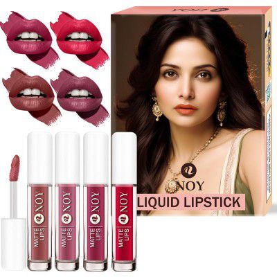 Noy Lipsticks For Dark Skin Tone Bold Matte Color for a Sleek, Sophisticated Look - Creamy Nude, Nude Pink, Mauve Nude, Red Magenta Shades Pack of 4