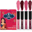 Noy Liquid Matte Festival Lipstick [ Pack 4 ], Unique Colors Peach, Coffee Wine, Pruple, Maroon Shades...