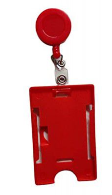 NSSP Combo ID Card Holder: Secure and Convenient Retractable Badge Holder with Carabiner Clip, Extra Long Retractable Reel YOYO Cord for Office & School use Made in India. (Pack of 1, Red)