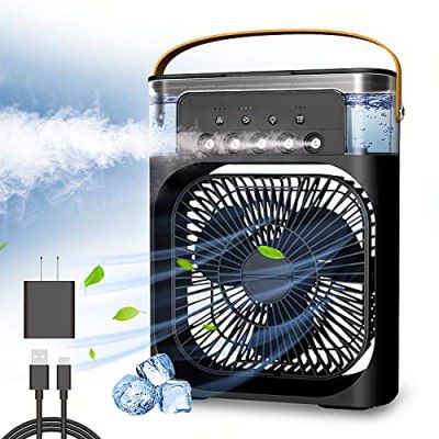 NTMY Personal Air Cooler, Portable Air Conditioner Fan, Mini Evaporative Cooler with 7 Colors LED Light, 1/2/3 H Timer, 3 Wind Speeds and 3 Spray Modes for Your Desk, Nightstand, or Coffee Table