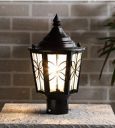 Ntu-239.-.black metal & glass gate light by tu casa.-.holder type-b-22.-..(bulb not included)...